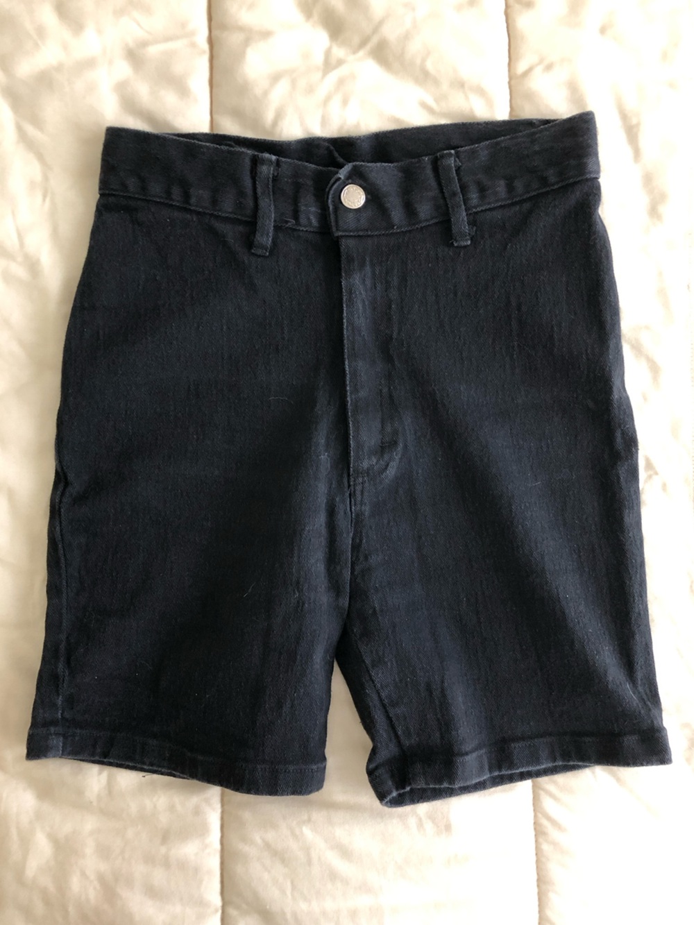 Vintage Nevada Blue Stretch Cotton High Rise Black Jean Shorts Size 9